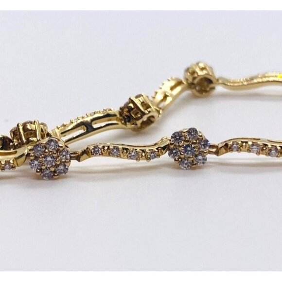 Sold!!! LeVian 14k Yellow Gold 1.39 CTW Diamond Link Safety Chain Bracelet - Picture 5 of 12